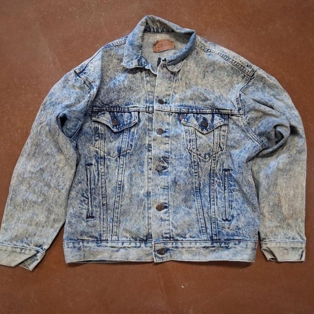 Levi's Vintage 80s Acid Wash Denim Jean Trucker Jacket M 70507 0219